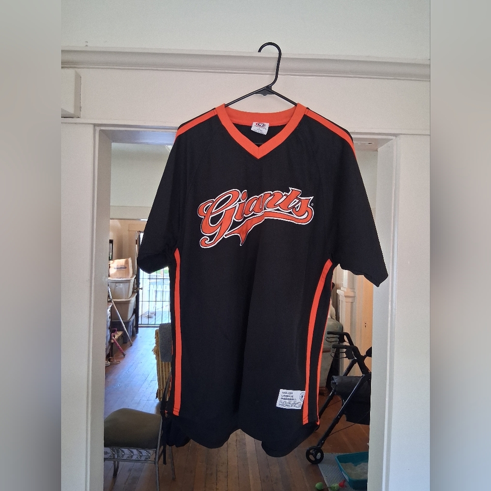 Giants Men's Black and Orange Jersey